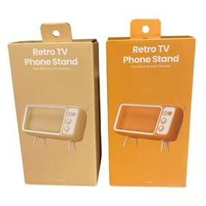 Retro TV Phone Stand NEW IN BOX YOUR CHOICE OF ORANGE OR MOCHA TAN